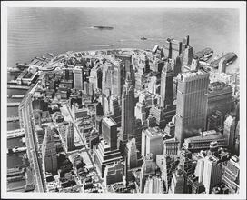 [Aerial view of Lower Manhattan.]