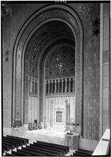 Temple Emanuel. Side view of chancel from balcony.