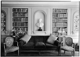 Samuel L. M. Barlow [residence]. Sofa detail and bust in library.