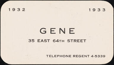 Gene, 35 East 64th Street.