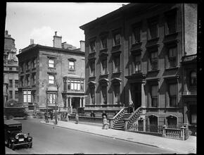 [Unidentified brownstones. Possibly 36th Street and Madison Avenue.]