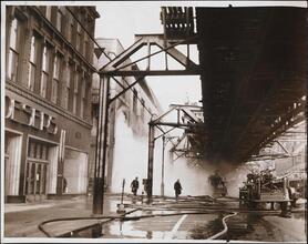 [Fighting a fire.]