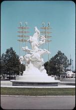 ["Riders of the Elements" sculpture.]
