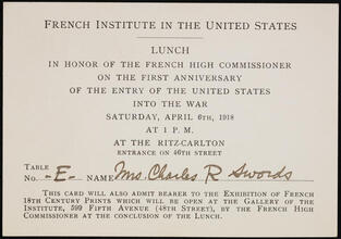French Institute in the United States Lunch in Honor of the French High Commissioner
