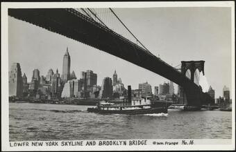 Lower New York Skyline and Brooklyn Bridge.