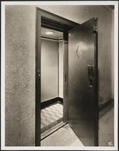 Pike Street and Division Street, southeast corner. Interior, elevator cab with open door