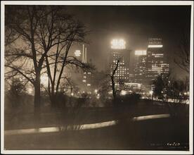 [Columbus Circle at night.]