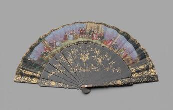 Folding fan of painted paper