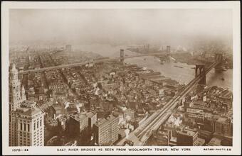 East River Bridges as Seen From Woolworth Tower, New York;