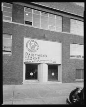 12th Avenue between 47th and 48th Street. Dairylea Milk Building, detail of aluminum letters on 2nd floor front.