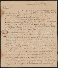 Letter from Stephen De Lancey to his father, Oliver De Lancey, January 14, 1779