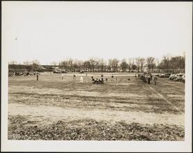 Avenue M and Ocean Parkway. Friends School ballfield. Football team playing Adelphi Academy