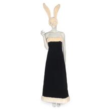 Strapless evening dress in black velvet