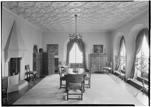 Hugh Baker [residence]. General dining room, view from hall.
