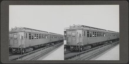 Elevated railroad at station.