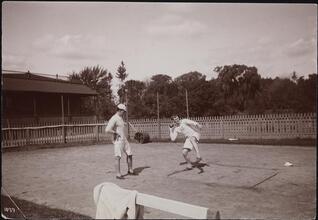 Sports, Field Sports, Oxford & Cambridge Training at B[erkeley] Oval.