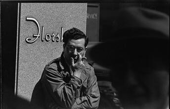 People Waiting [Candid shots of a man waiting in front of Florsheim Shoes.]