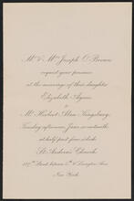 [Wedding of Elizabeth Agnes Brown and Herbert Alan Kingsbury.]