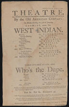 New-York, January 25, 1794. Theatre. By the Old American Company, a comedy, "The West Indian", Monday evening, January 27