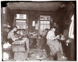 Necktie workshop in a Division Street tenement.