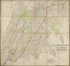 J. Clarence Davies Map of The Bronx Showing Present and Proposed Transit System