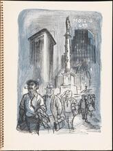 Don Freeman's Newsstand [Pedestrians in Columbus Circle.]
