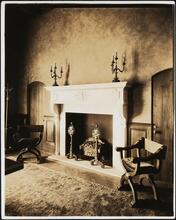 [Interior, detail of mantel.]