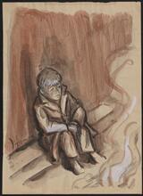 Boy Sitting on Street
