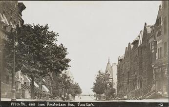 144th St., east from Amsterdam Ave, New York.