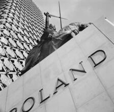 [Detail of Poland pavilion, New York World's Fair.]
