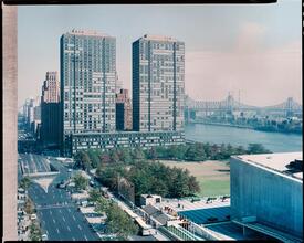 [United Nations Headquarters looking toward the Queensboro Bridge.]