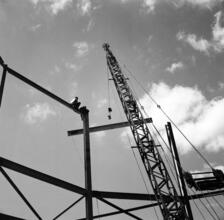[Construction at the New York World's Fair site.]