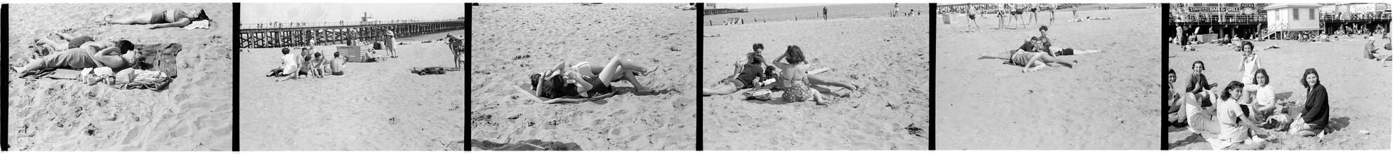 [Coney Island beach scenes.]