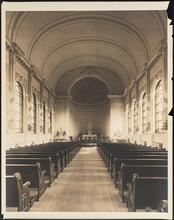 [Interior of unidentified church, view toward chancel.]