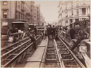Vesey St. [Construction of the cable road on Broadway, 1891.]