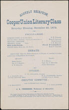 Monthly Reception, Cooper Union Literary Class