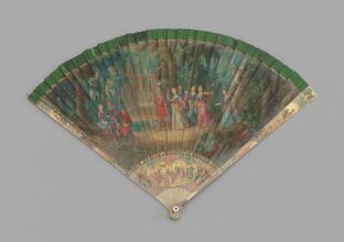 Brisé fan with painted ivory blades