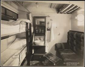 Swedish American Line, S.S. "Drottningholm", Second Class, Interior, 2 Berth Stateroom.