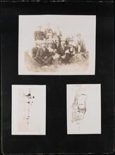 Beach scenes [Group portrait at a beach; men playing baseball; elaborate tent on the beach.]