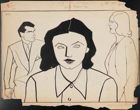 [Laurence Olivier as Gaylord Easterbrook, Katharine Cornell as Linda Easterbrook and Margalo Gillmore as Amanda Smith in "No Time for Comedy".]