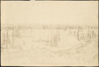 [New York, from Brooklyn Heights. The Hill-Bennett-Clover view.]