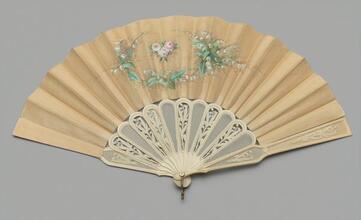 Folding fan of painted silk