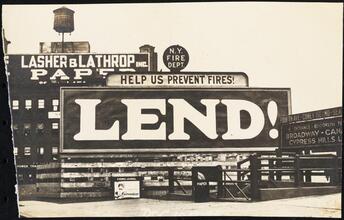 Street Scenes, etc. Showing Displays of Liberty Loan Posters during World War I [Liberty Loan sign.]
