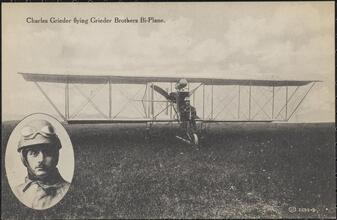 Charles Grieder flying Grieder Brothers Bi-Plane.