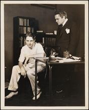 [Alexander Kirkland as Dr. Ferguson and J. Edward Bromberg as Dr. Hochberg in "Men in White".]