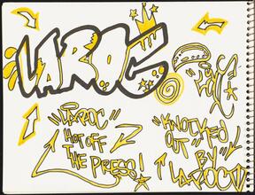 Knocked Out [Page in LA 2's piece book.]