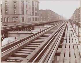 [Elevated train tracks.]