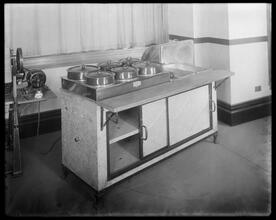 Plate warmer and steam table.
