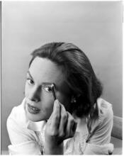 Fashion Models: Lisa Fonssagrives [Meg Mundy with an eyebrow pencil.]
