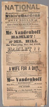 National Theatre, Broadway, adjoining Niblo's Gardens. On Thursday, October 3, 1839, will be acted Shakespeare's tragedy of "Hamlet"